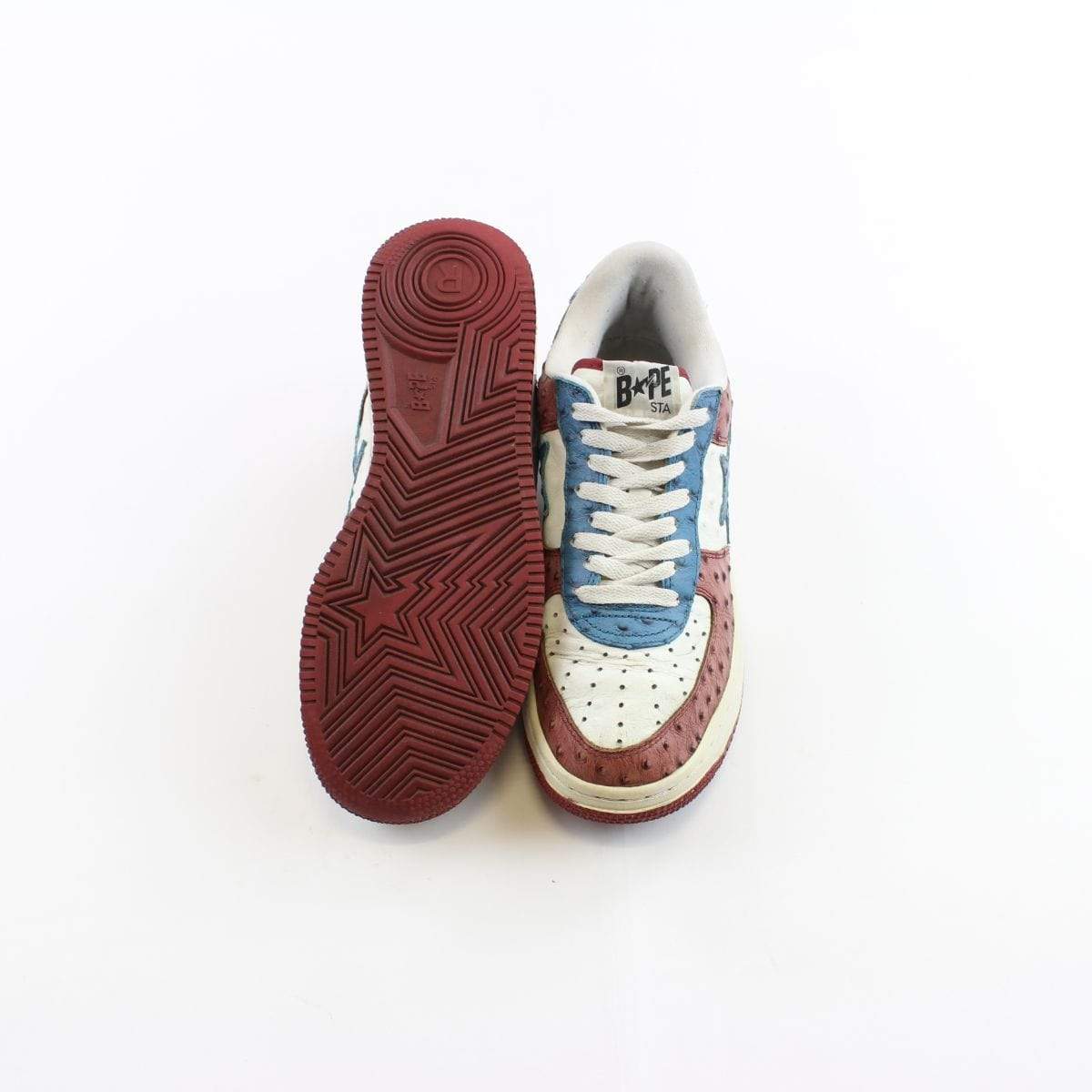 Bapesta Red and White Ostritch Leather - SaruGeneral