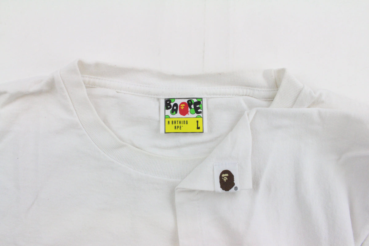 Bape Rainbow Stripe Ape Tee White - SaruGeneral