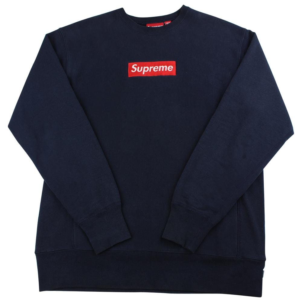 Supreme red on navy box logo crewneck early 2000's - SaruGeneral