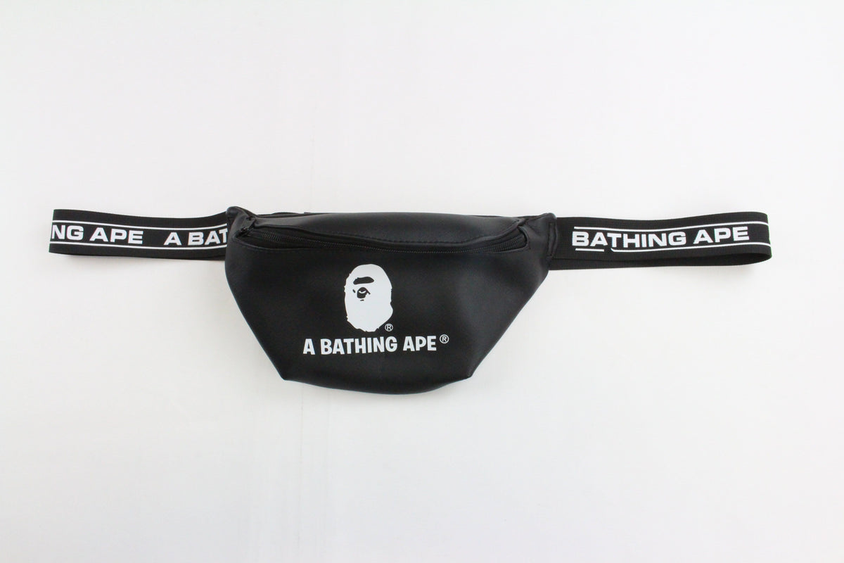 Bape Text Strap Hip Bag Black - SaruGeneral