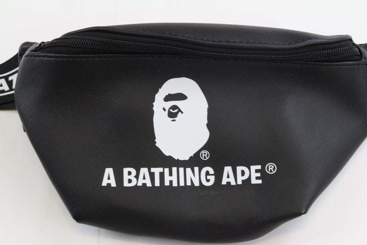 Bape Text Strap Hip Bag Black - SaruGeneral
