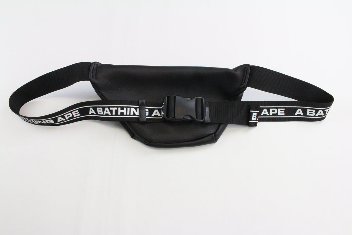 Bape Text Strap Hip Bag Black - SaruGeneral