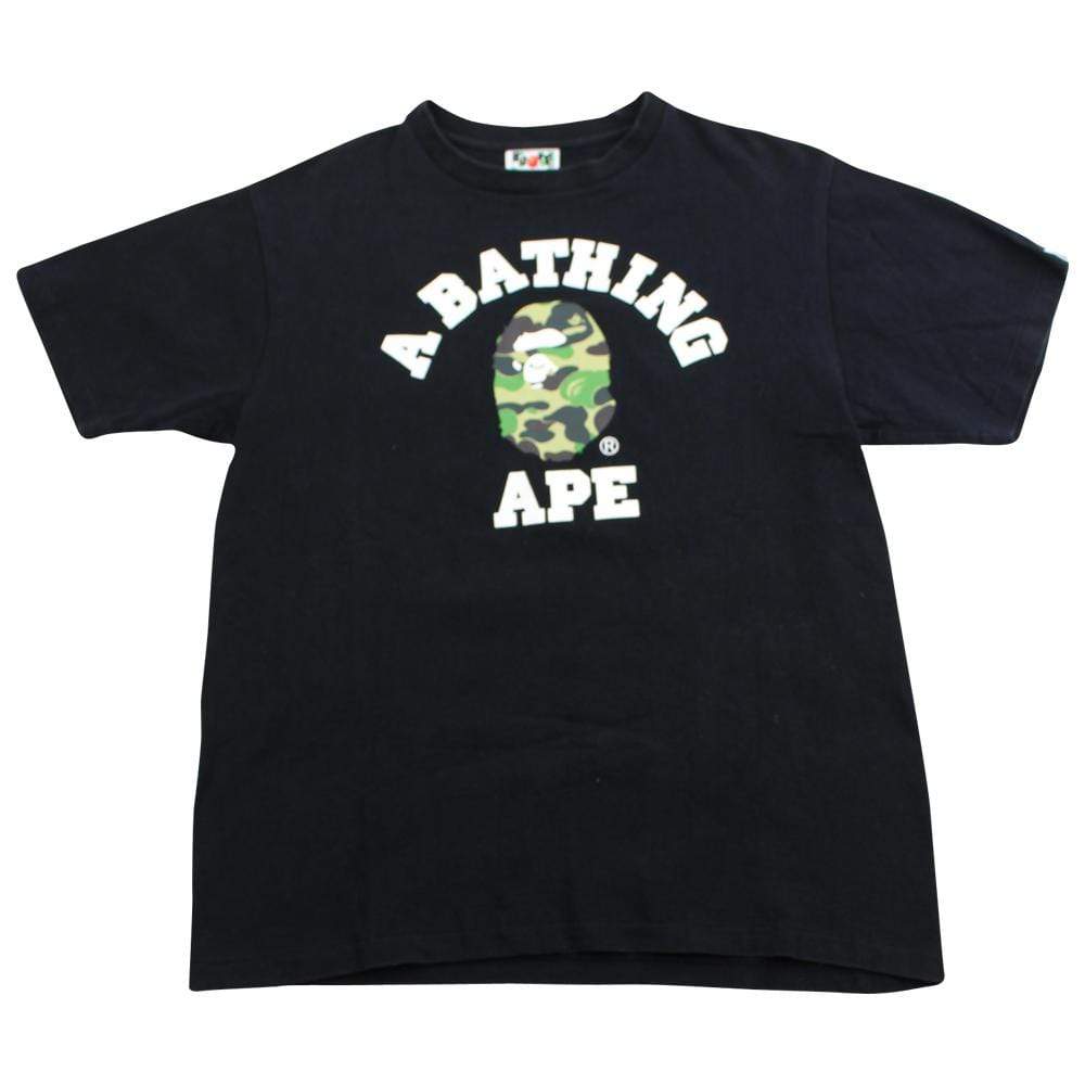 Bape ABC Green Camo College Logo Tee Black - SaruGeneral
