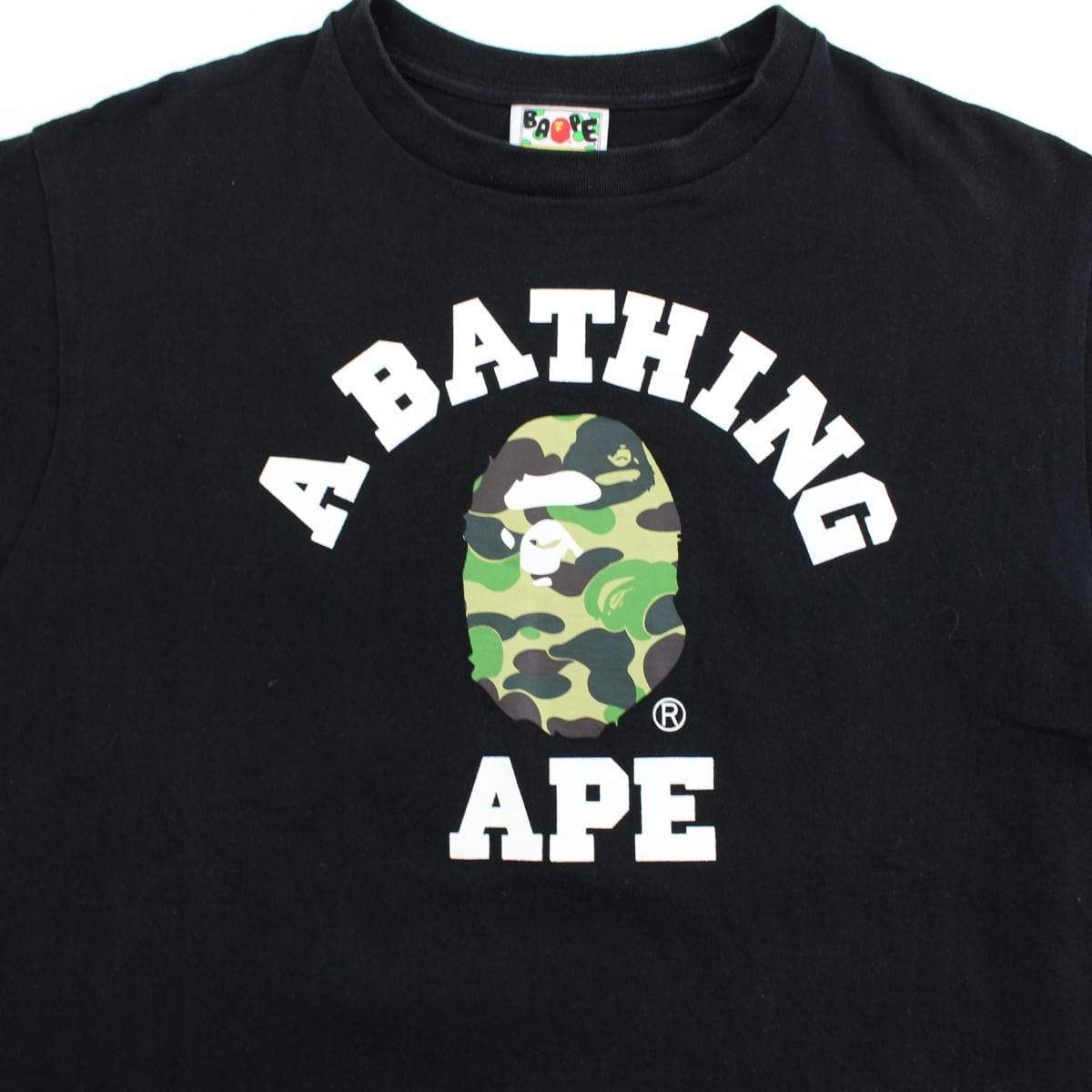 Bape ABC Green Camo College Logo Tee Black - SaruGeneral