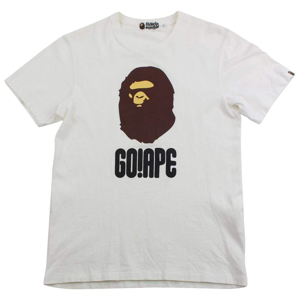 Bape Big Ape Logo Text Tee White - SaruGeneral