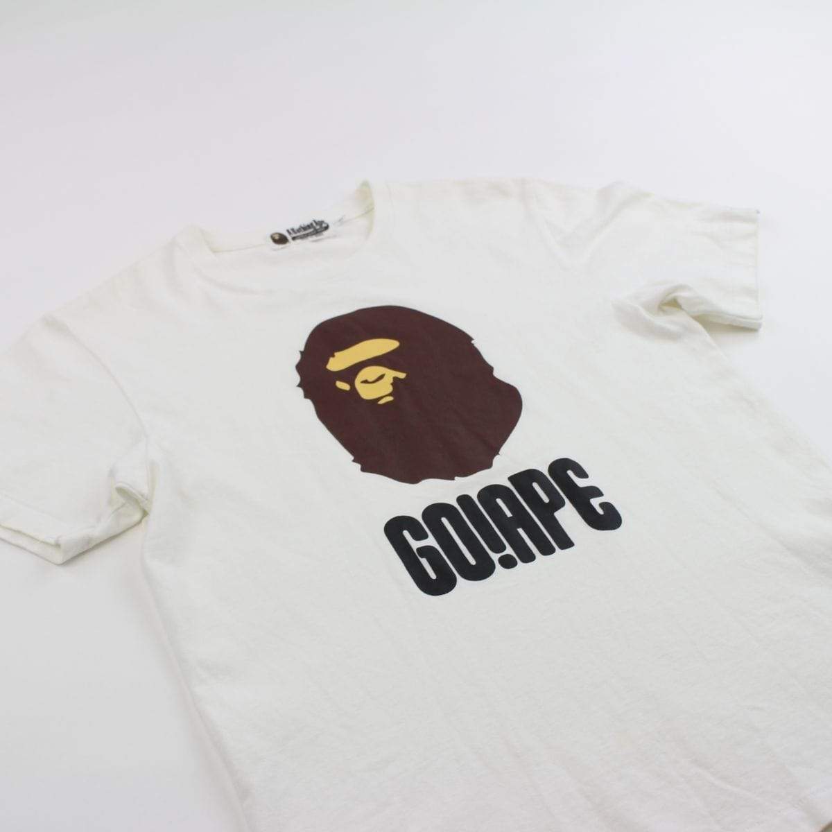 Bape Big Ape Logo Text Tee White - SaruGeneral