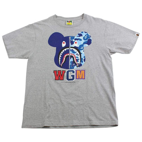 T-shirt Bape Bearbrick ABC bleu camouflage requin gris