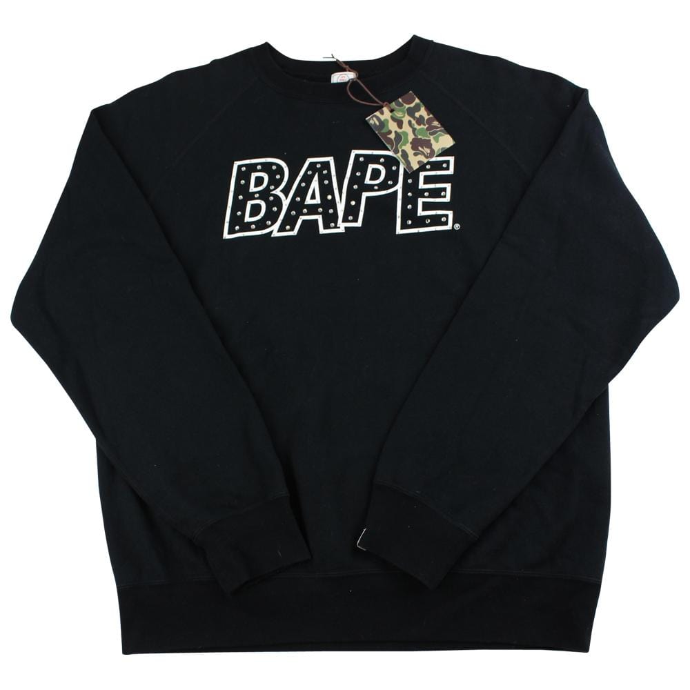 Bape swarovski 2004 text hoodie black - SaruGeneral