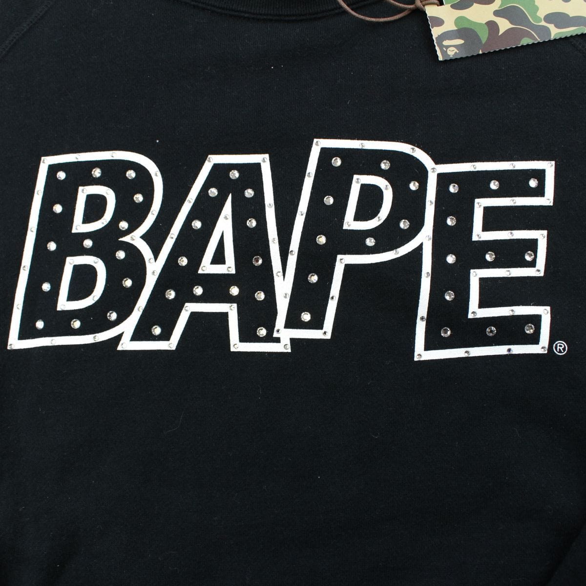 Bape swarovski 2004 text hoodie black - SaruGeneral