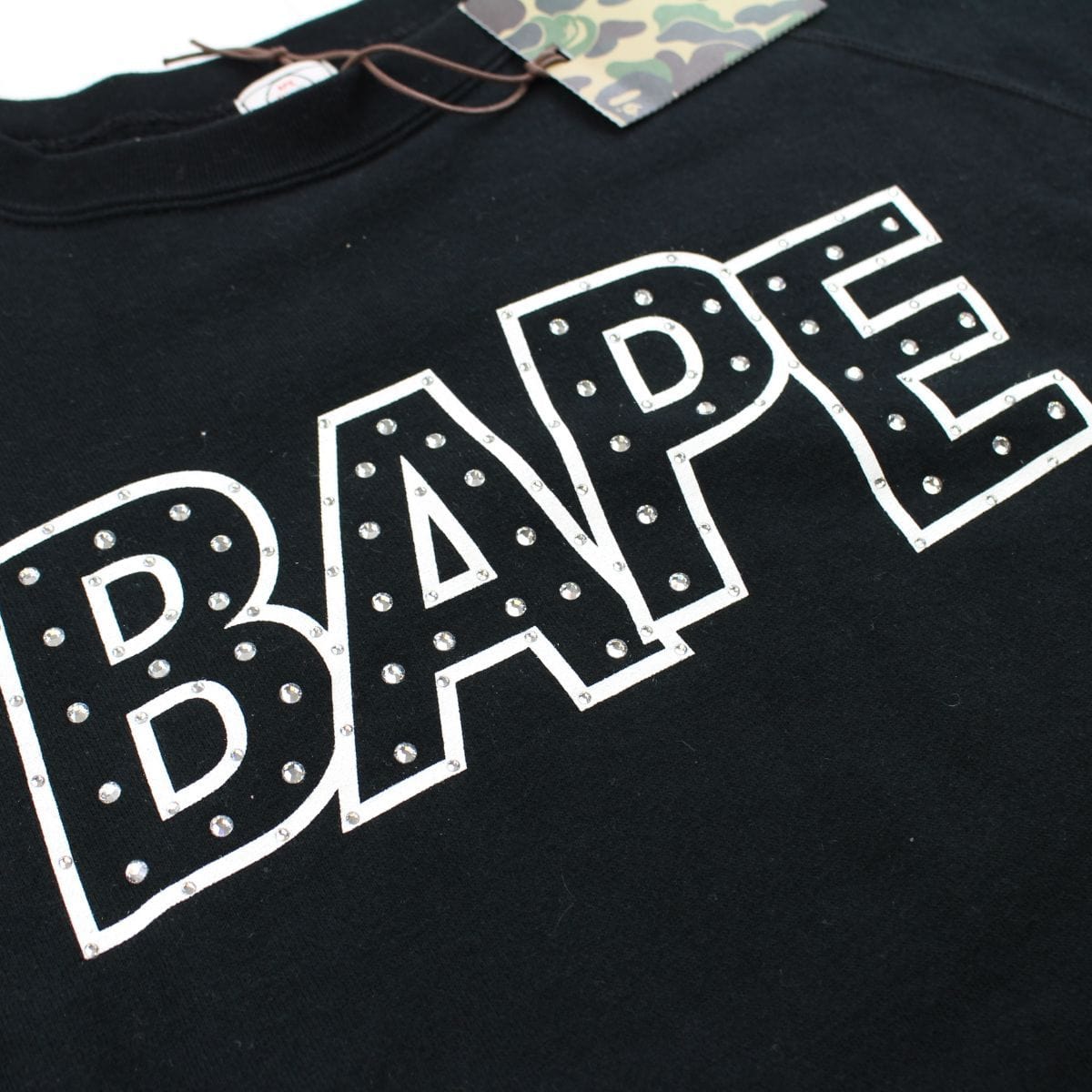 Bape swarovski 2004 text hoodie black - SaruGeneral