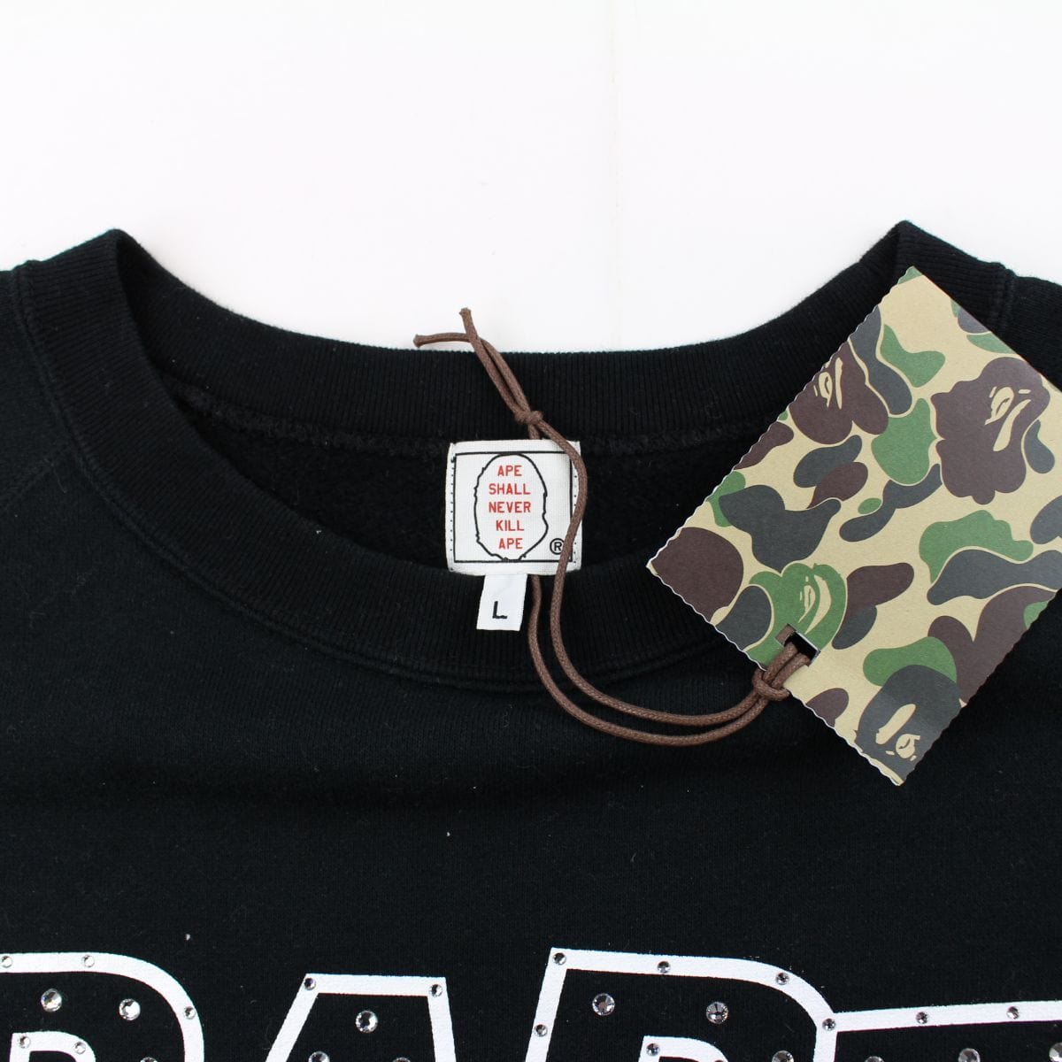 Bape swarovski 2004 text hoodie black - SaruGeneral