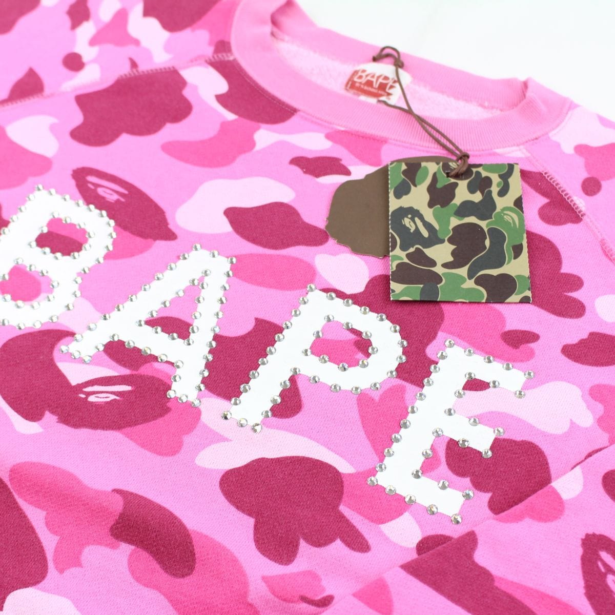 Bape pink camo swarovski crewneck 2005 - SaruGeneral