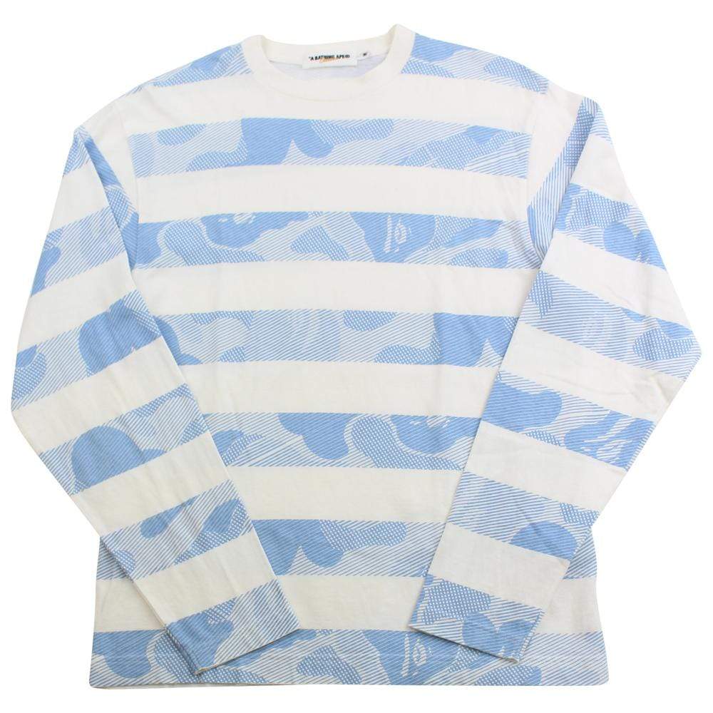 Bape ABC Blue Camo Striped LS White - SaruGeneral
