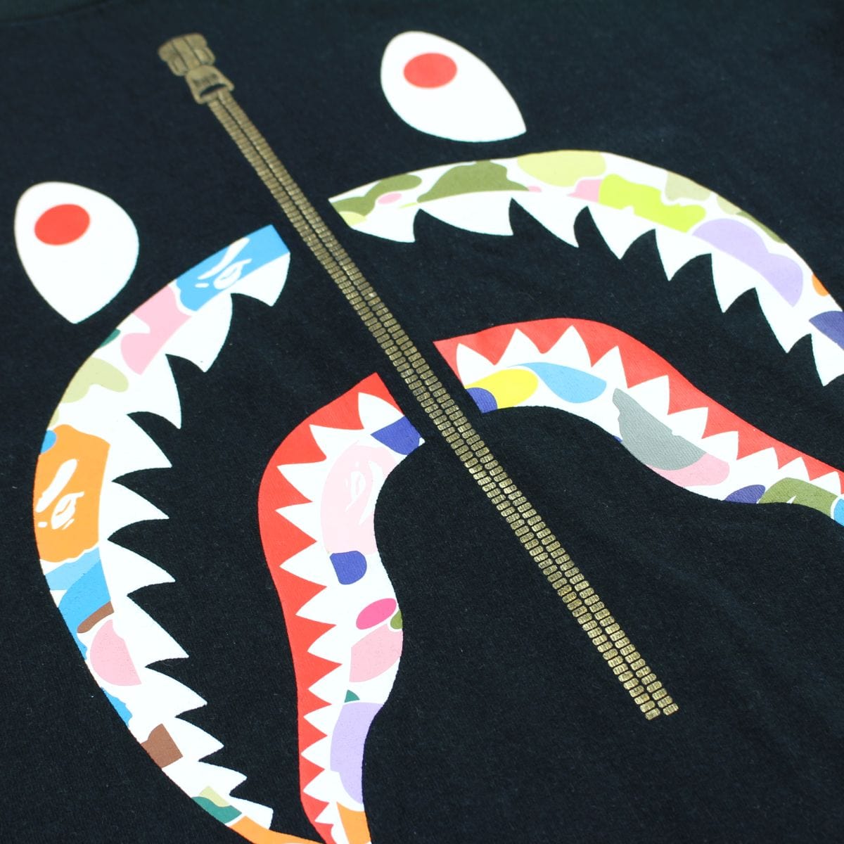 Bape multi camo shark face tee black - SaruGeneral