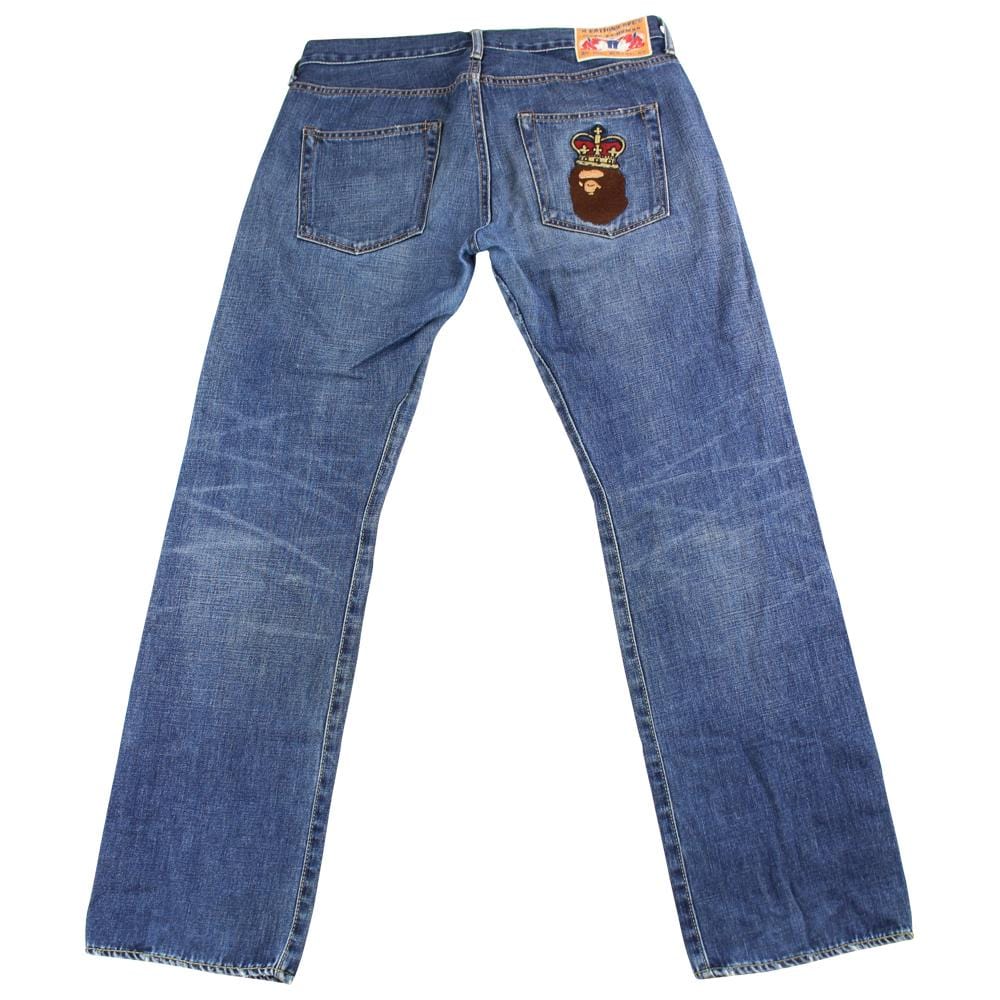 Bape crown big ape logo denim jeans - SaruGeneral
