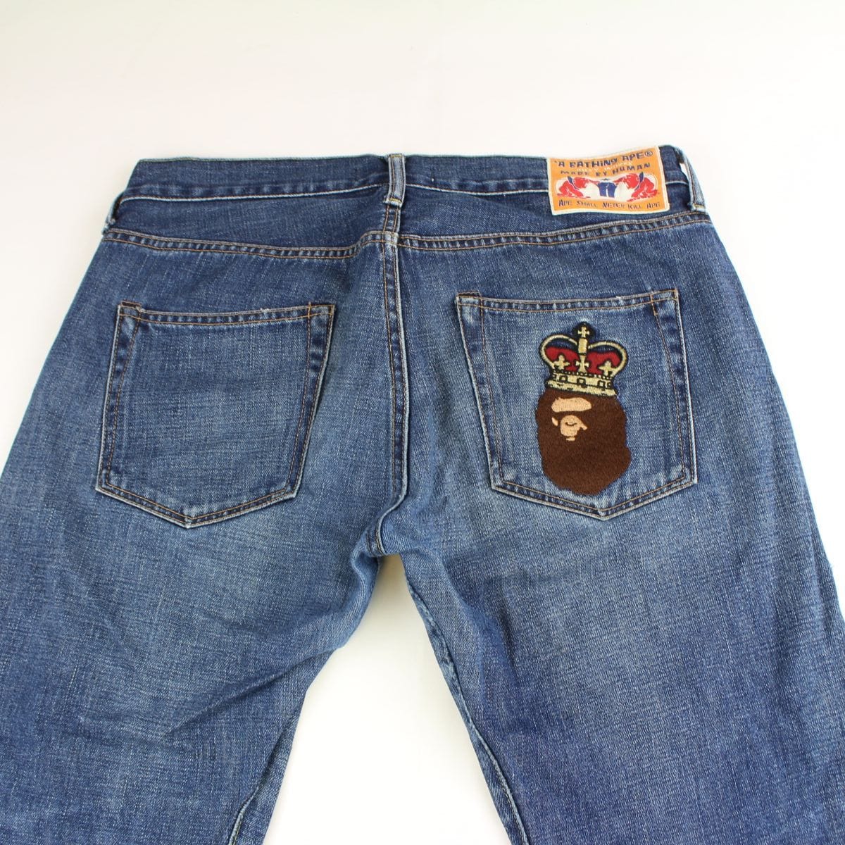 Bape crown big ape logo denim jeans - SaruGeneral