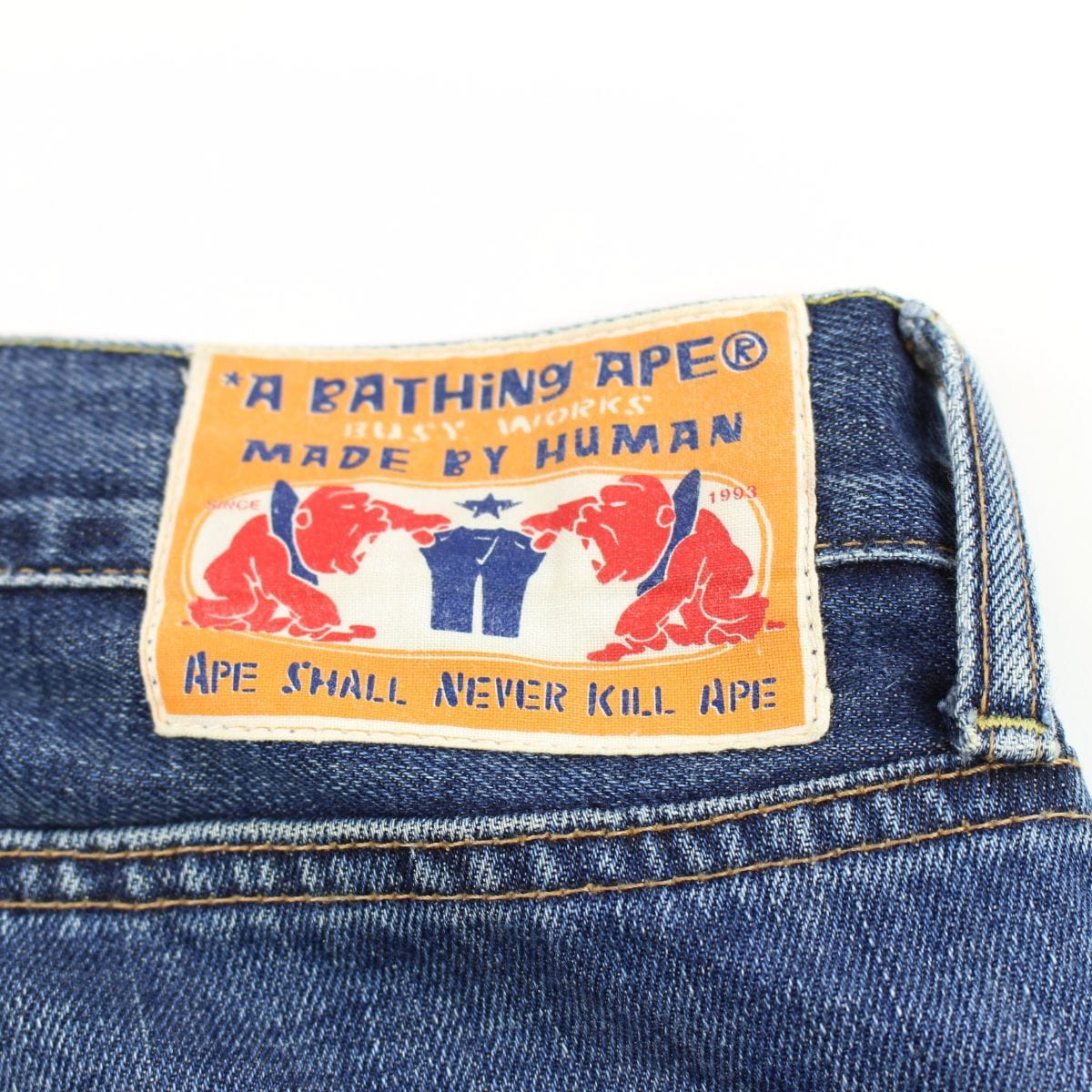 Bape crown big ape logo denim jeans - SaruGeneral