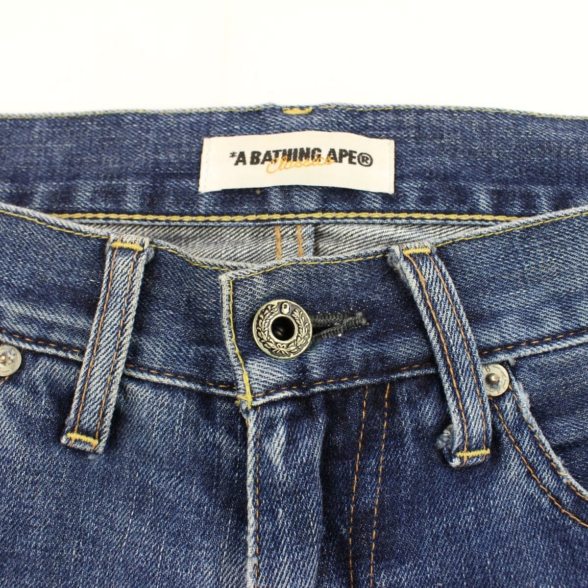 Bape crown big ape logo denim jeans - SaruGeneral