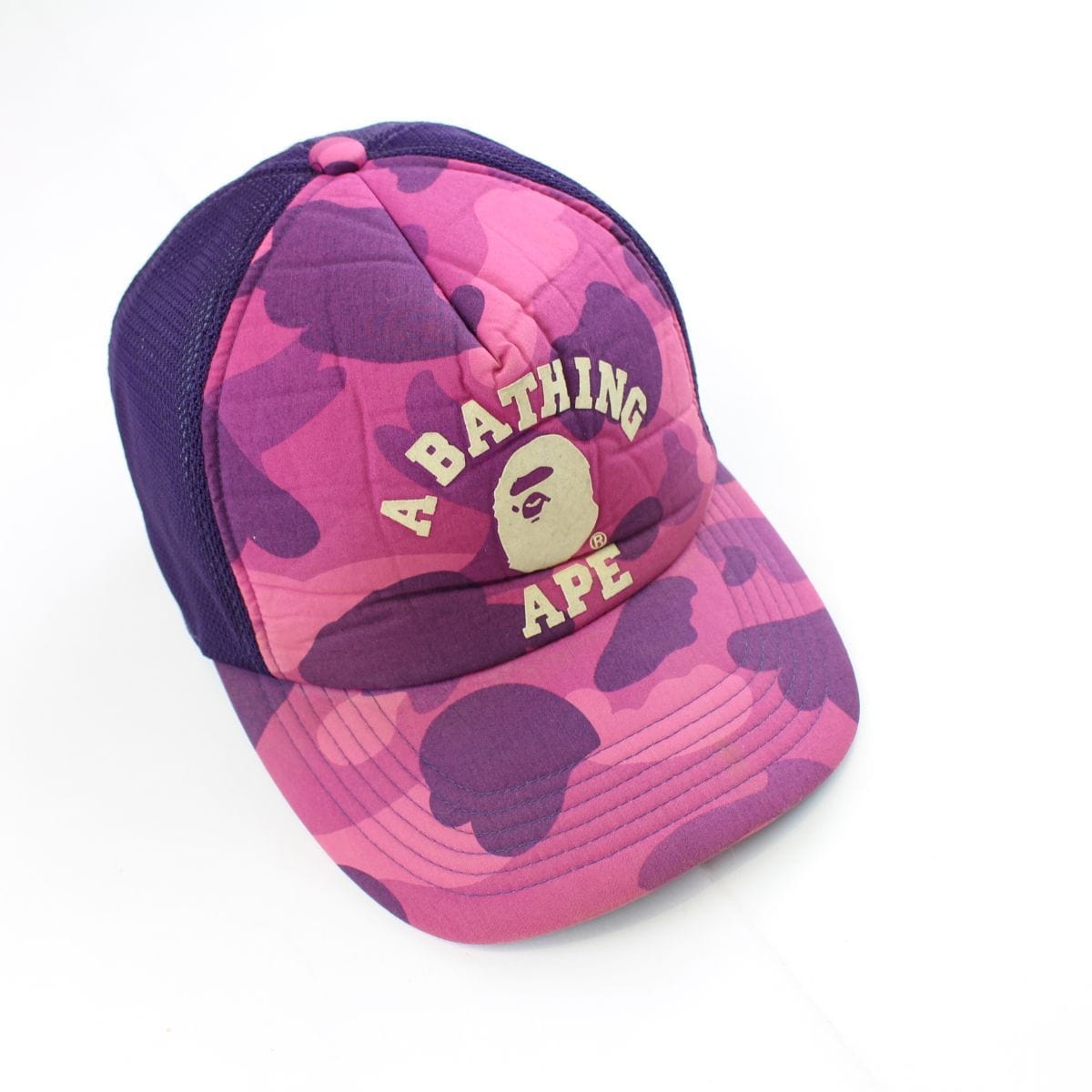 bape purple camo college logo trucker - SaruGeneral