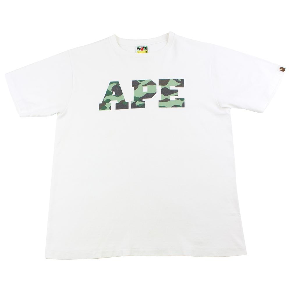 Bape ape Camo Text Tee White - SaruGeneral