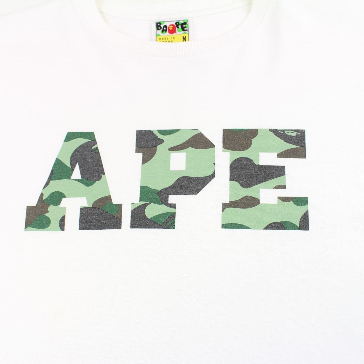 Bape ape Camo Text Tee White - SaruGeneral