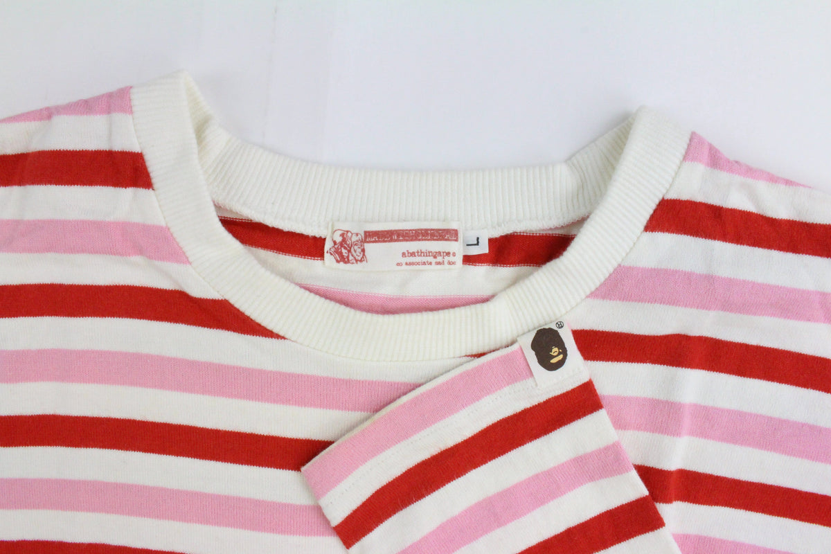 Bape Pink & White Stirpe LS - SaruGeneral