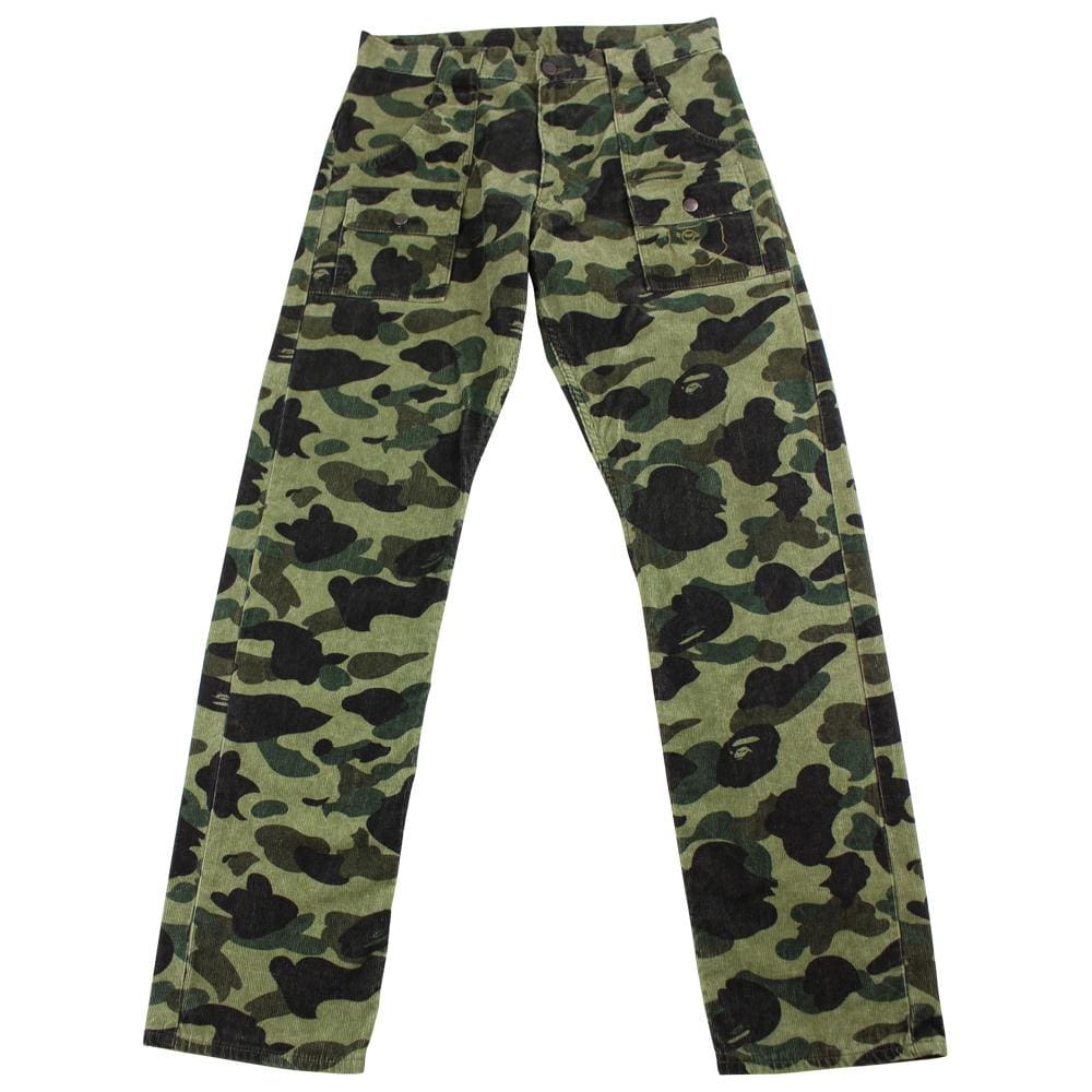 Bape 1st Green Camo Corduroy Pants - SaruGeneral