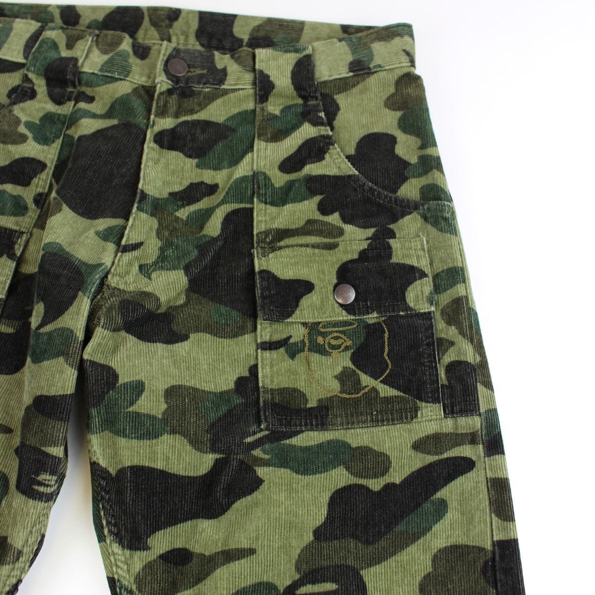 Bape 1st Green Camo Corduroy Pants - SaruGeneral