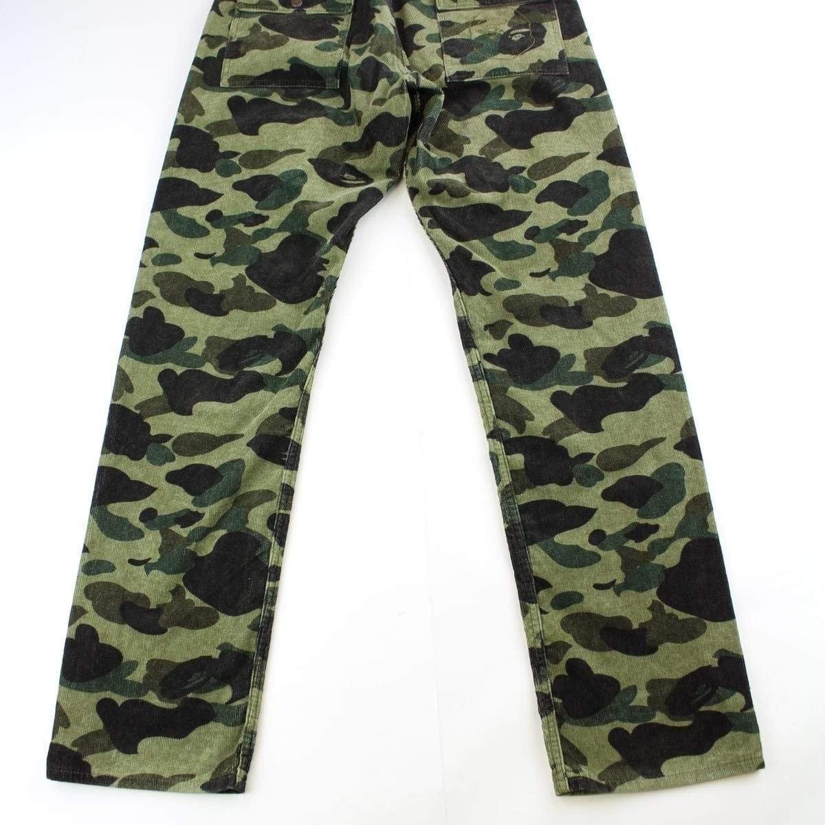 Bape 1st Green Camo Corduroy Pants - SaruGeneral