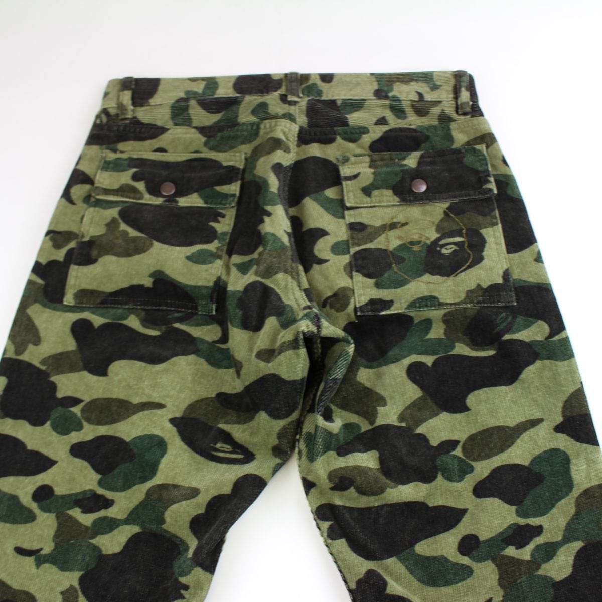 Bape 1st Green Camo Corduroy Pants - SaruGeneral