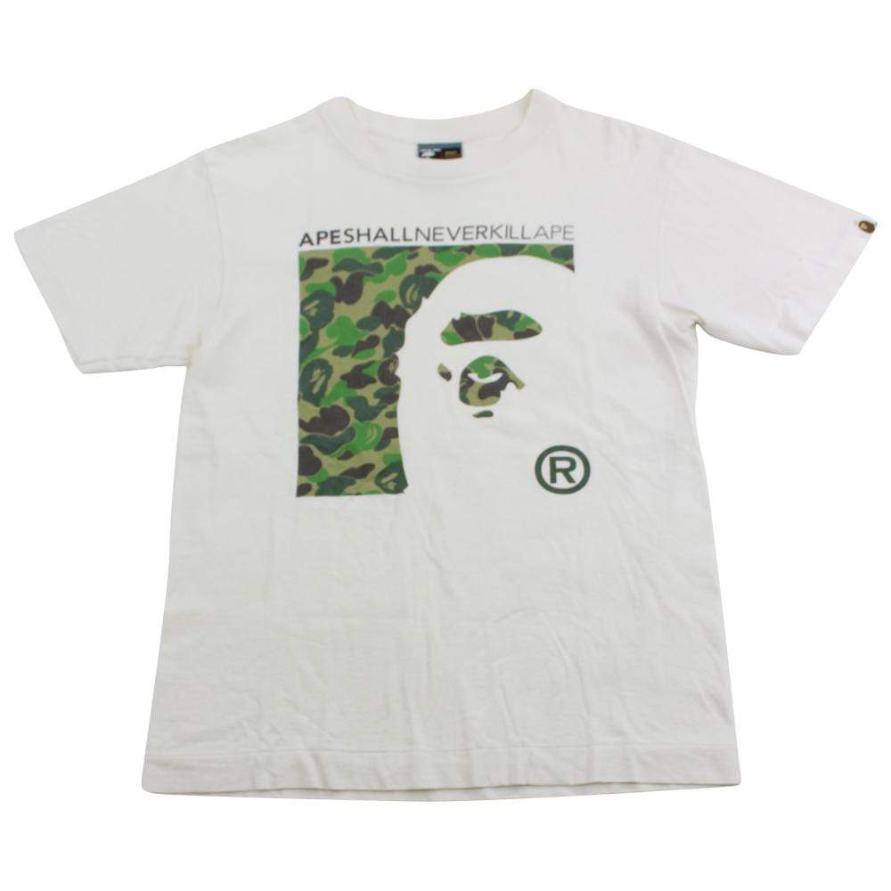 Bape ABC Green Camo Box Ape Logo Tee White - SaruGeneral