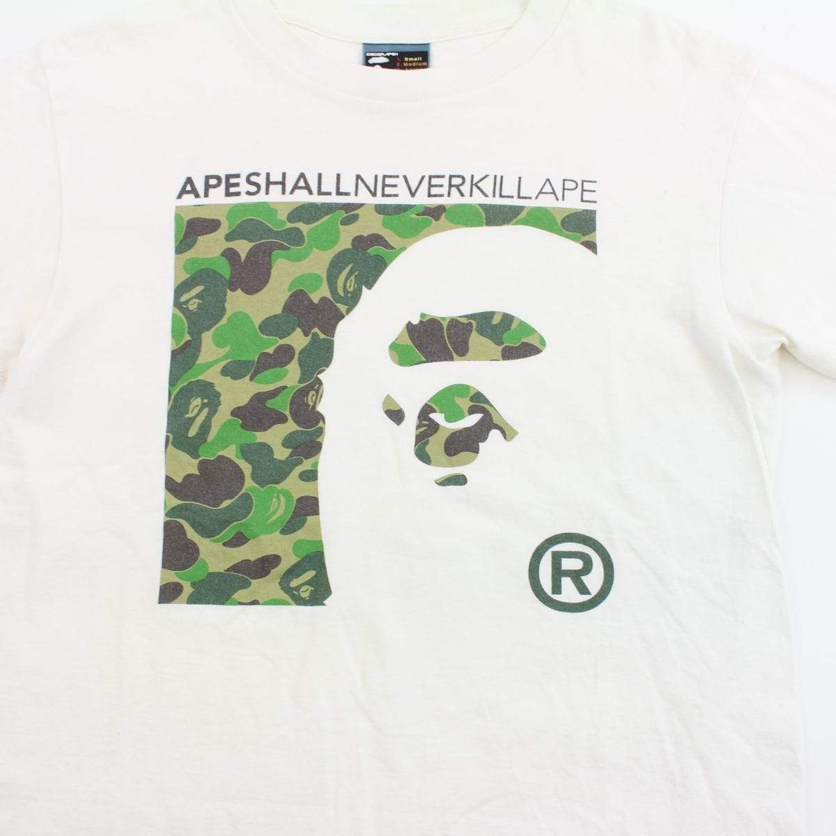 Bape ABC Green Camo Box Ape Logo Tee White - SaruGeneral