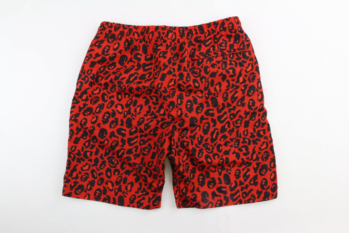 Bape Leopard Print Shorts Red - SaruGeneral