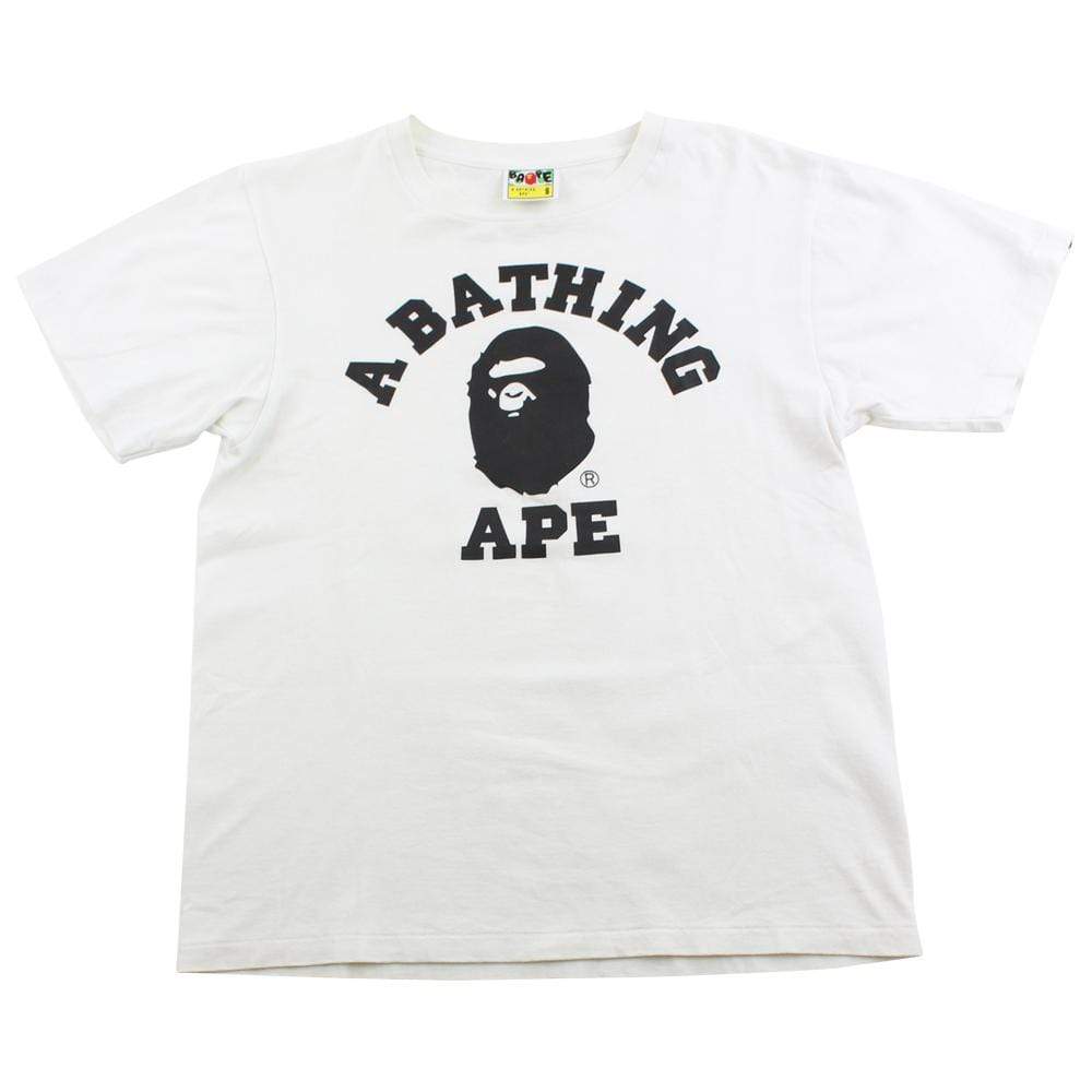 Bape Black College Logo Tee White - SaruGeneral