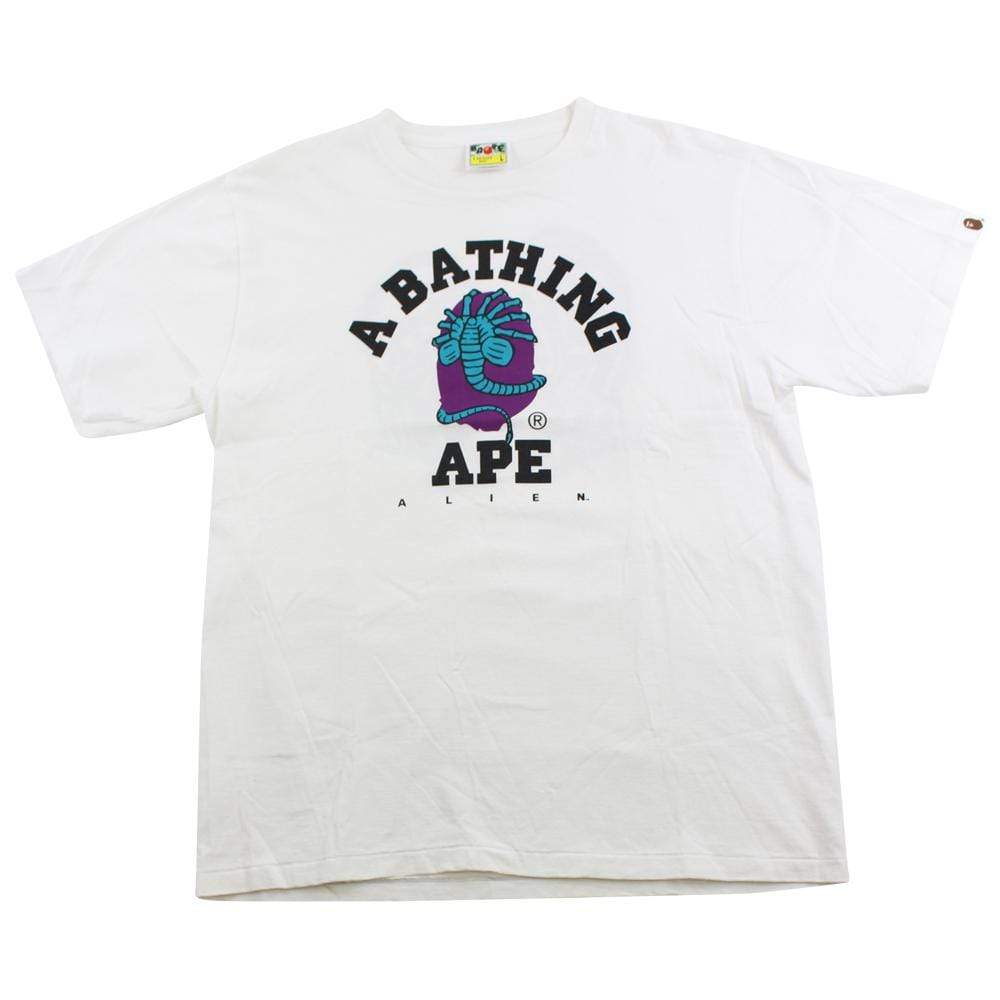 Bape Alien College Logo Tee White - SaruGeneral