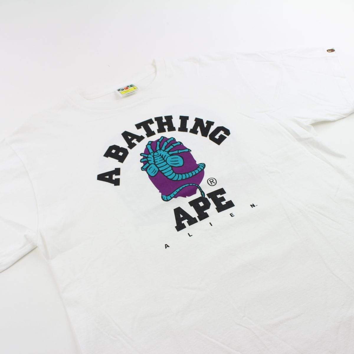 Bape Alien College Logo Tee White - SaruGeneral