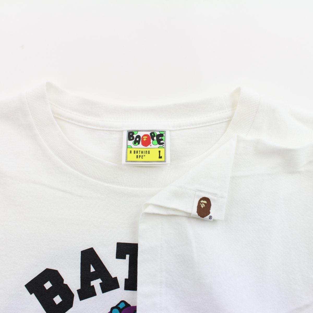Bape Alien College Logo Tee White - SaruGeneral