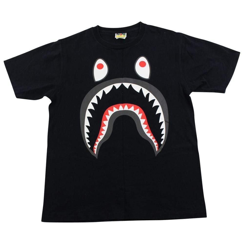 Bape Grey Shark Face Tee Black - SaruGeneral