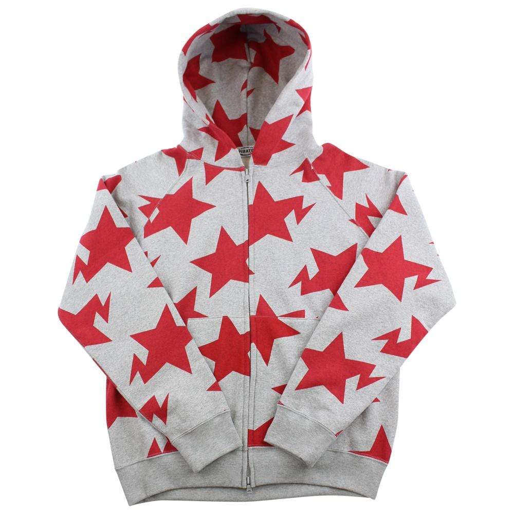 Bapesta Red Allover Fullzip Hoodie Grey - SaruGeneral