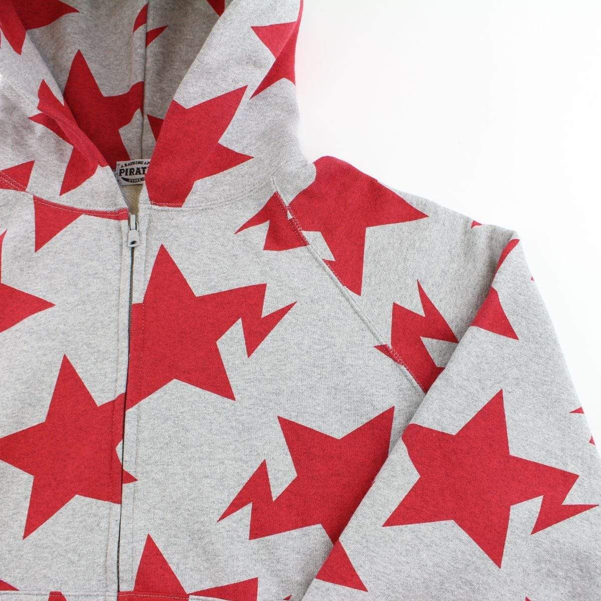 Bapesta Red Allover Fullzip Hoodie Grey - SaruGeneral
