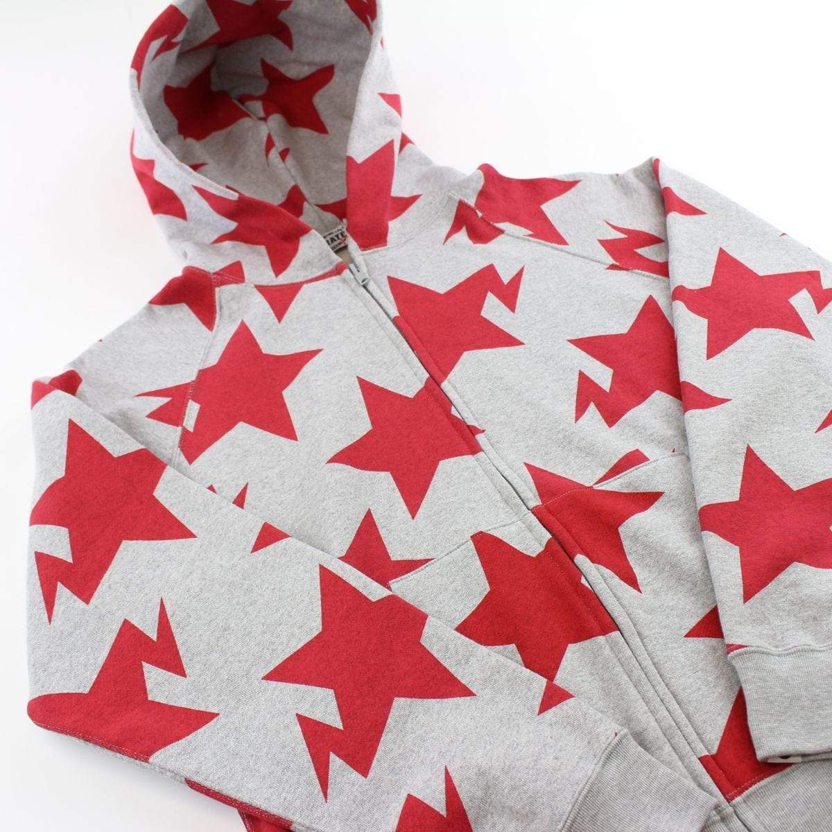 Bapesta Red Allover Fullzip Hoodie Grey - SaruGeneral