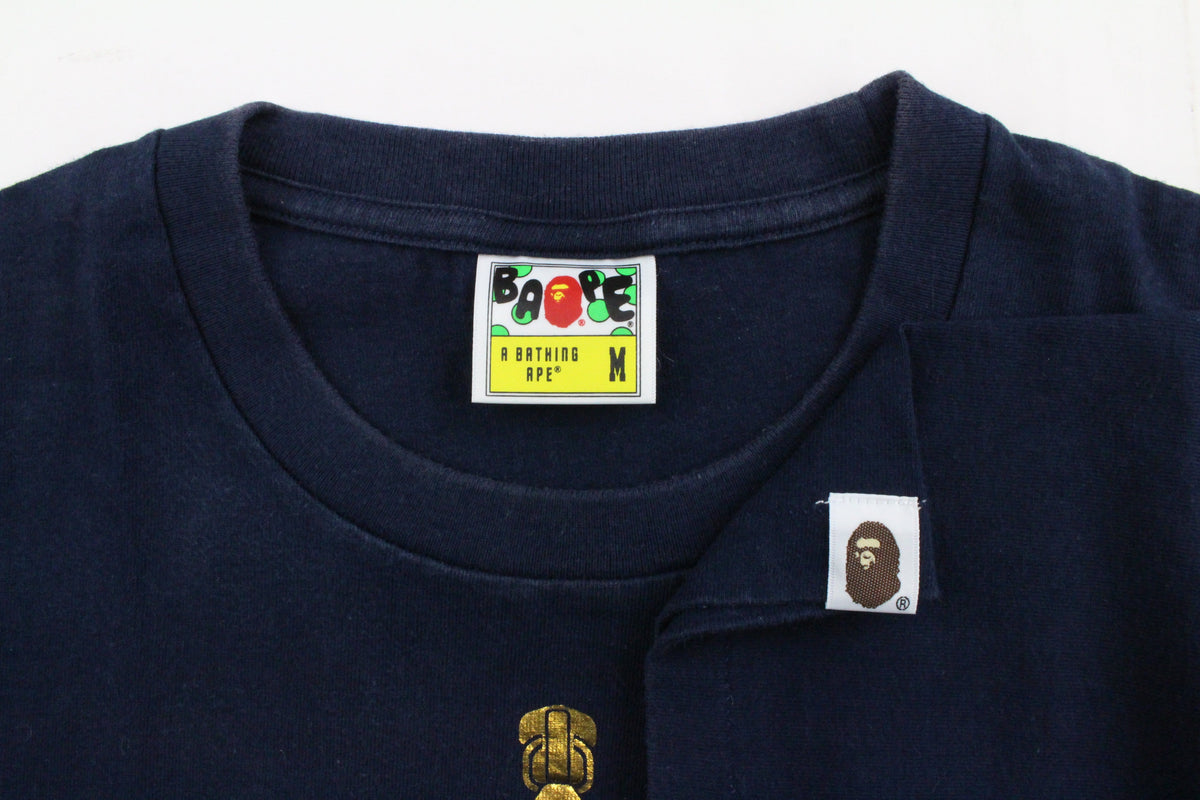 Bape Grey Blue Shark Face Tee Navy - SaruGeneral