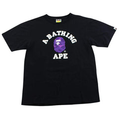 bape purple camo college logo tee black