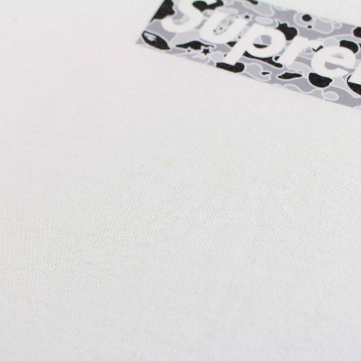 bape x supreme grey psyche camo box logo tee white 1999-2000 - SaruGeneral