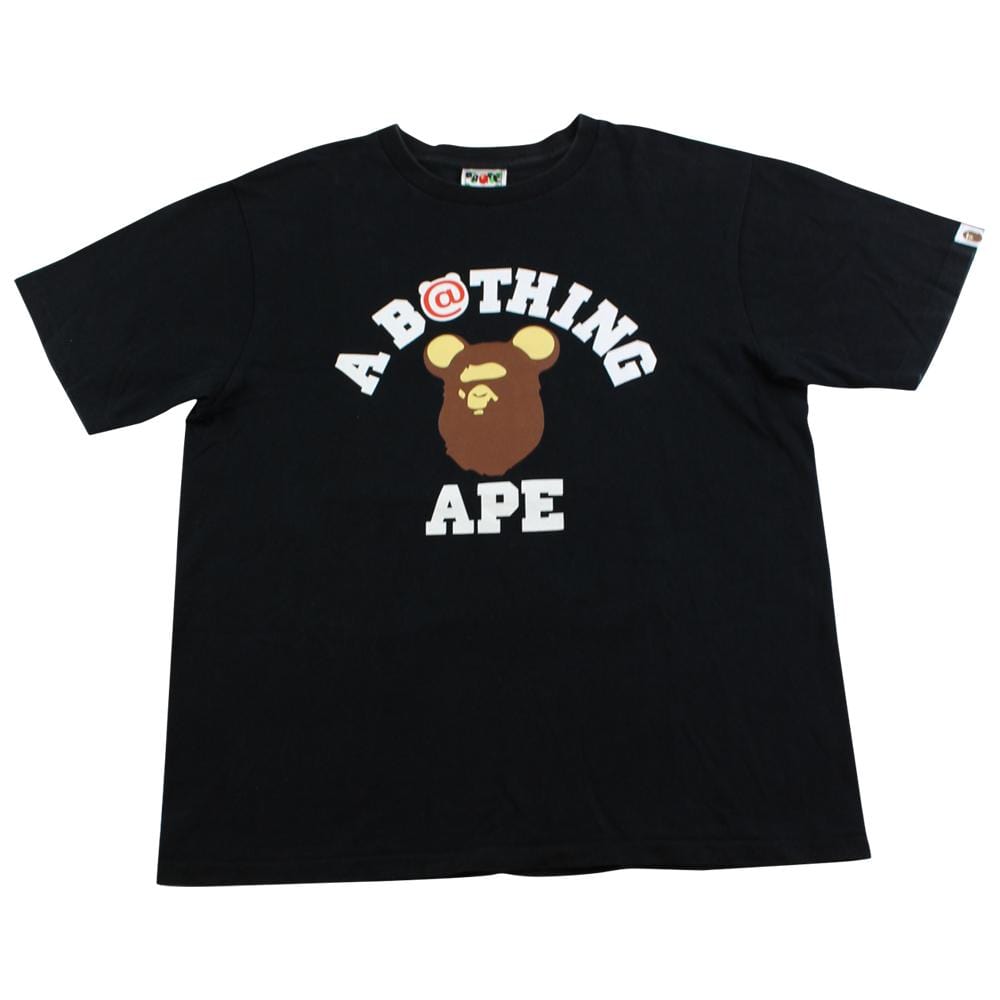 bape x bearbrick college logo tee black - SaruGeneral