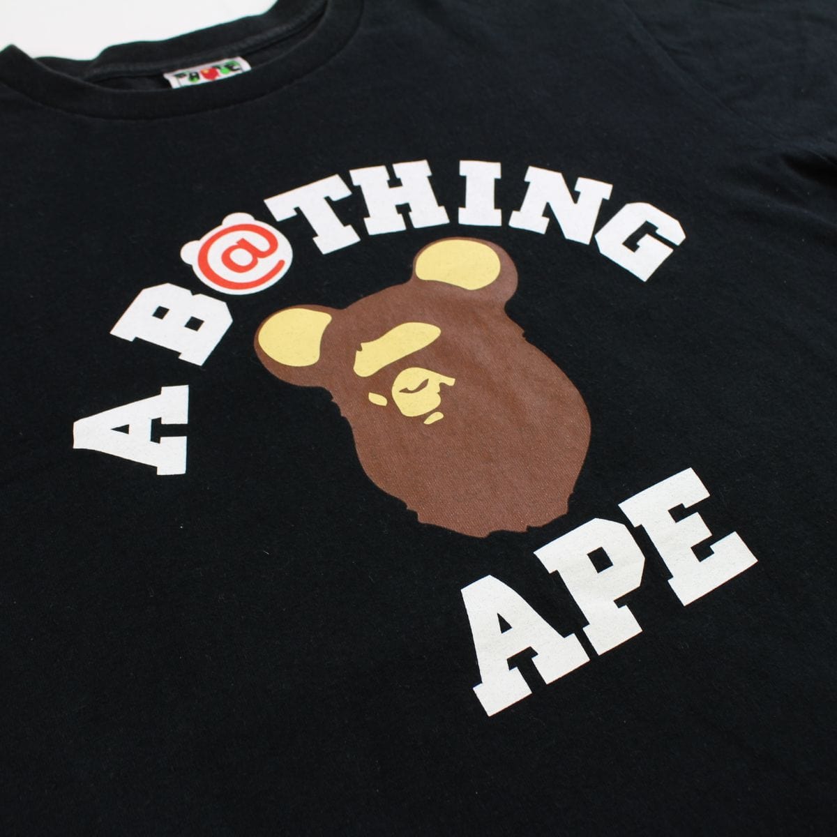 bape x bearbrick college logo tee black - SaruGeneral