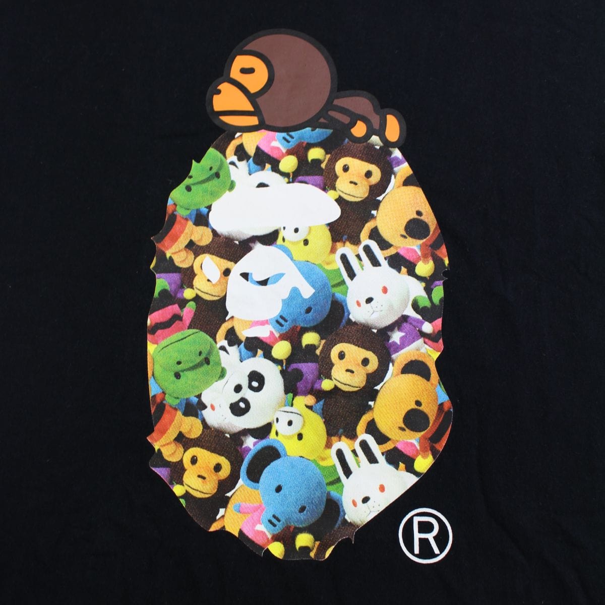 bape milo animal characters big ape logo tee black - SaruGeneral