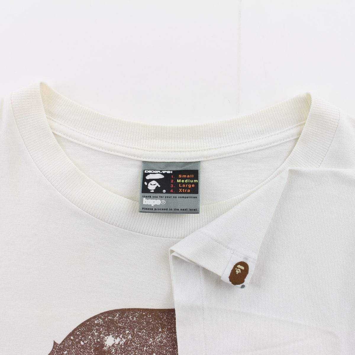 Bape Angry Face Distressed Big Ape Logo Tee White - SaruGeneral
