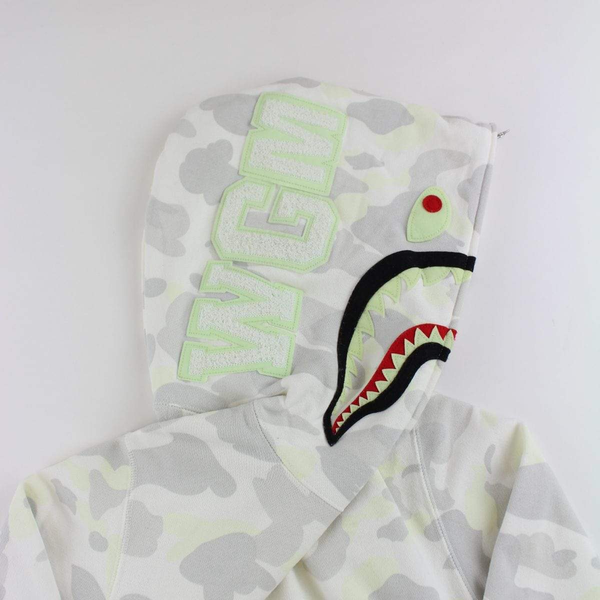 Bape White Camo Shark Full Zip Hoodie - SaruGeneral