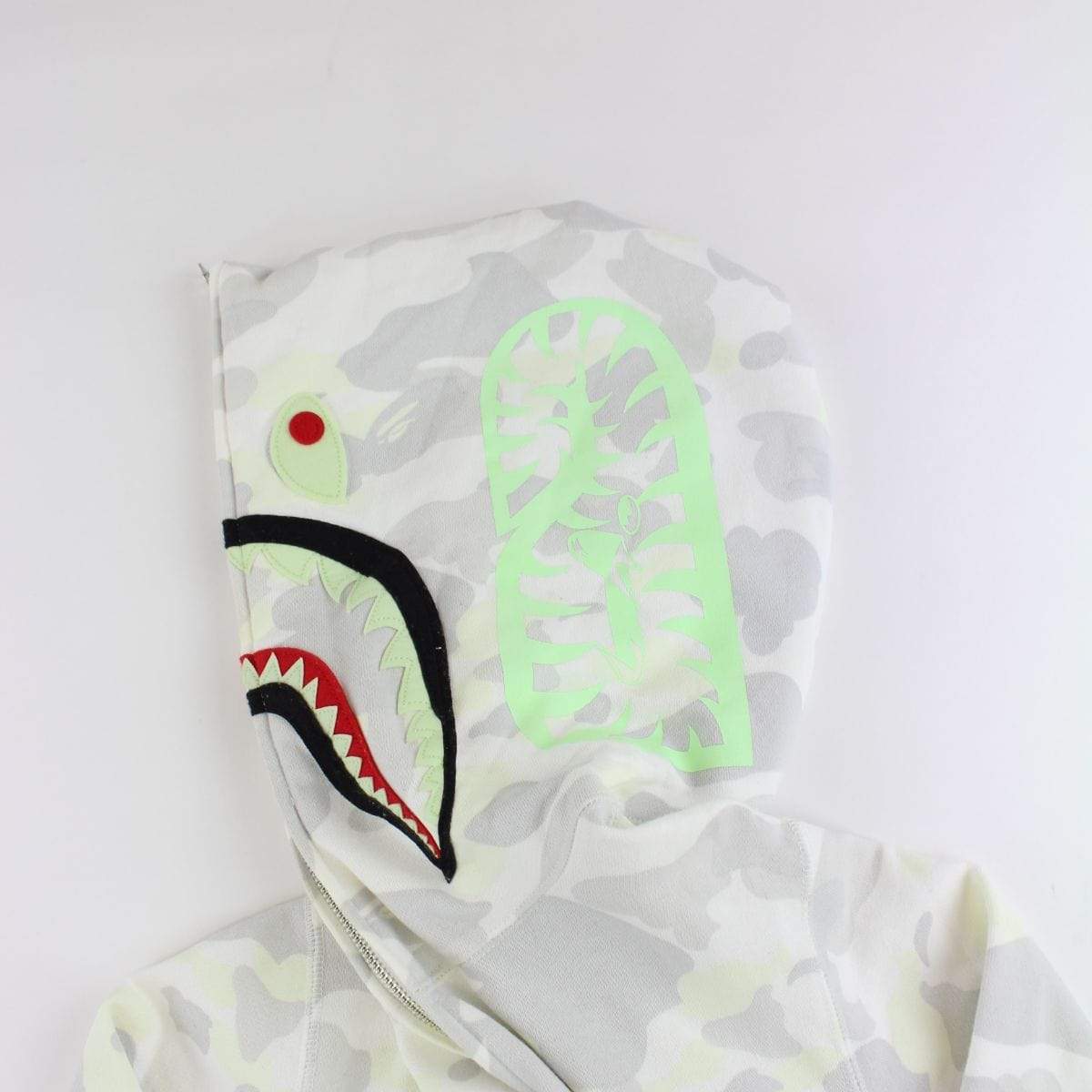 Bape White Camo Shark Full Zip Hoodie - SaruGeneral
